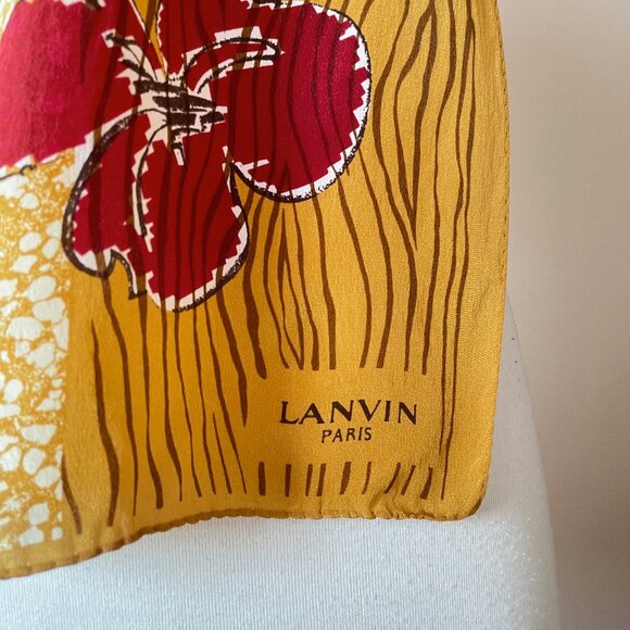 Vintage LANVIN Paris Silk Floral Print Long Rectangular Scarf - Picture 6 of 6